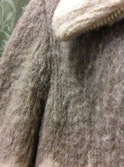 Vintage Hilda Ltd Made In Iceland Virgin Wool Sweater Jacket Coat L tan ivory