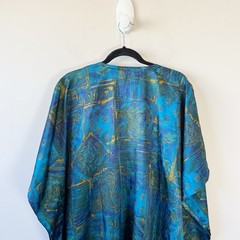 Vintage Winlar Floral Print Satin Kaftan Dress Mumu One Size Women’s Relaxed Fit