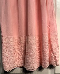 Vintage 1950s PINK Nylon Deep 7″ Lace Hem Half Slip NO SIZE TAG See Measurements