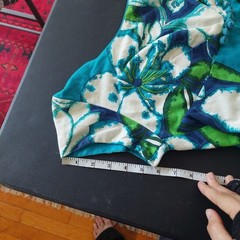 Vintage Sears Hawaii Floral Maxi Dress Turquoise Cotton Tiki 60s Empire Waist