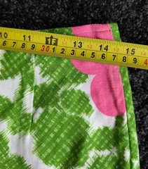 Vtg Made in Hawaii Hawaiian Bright Green Pink Flowers 2pc Set Playsuit 70s L/XL