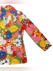 Vintage 70s Women’s Polyester Vibrant Floral Hippie Boho Blazer Size 17/18