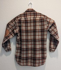 VTG 70s Pendleton Board Shirt Womens Flannel Brown Plaid LS Button Up 16 Read!