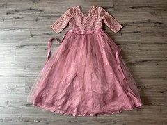 1950’s Pink Tulle Cupcake Dress Strapless 50s Evening Gown Lace Tuelle Size S