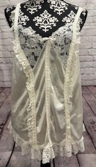 VTG 80’s JUST FOR WOMEN Ivory Nylon Floral Laced Ruffled Lingerie Camisole 2X