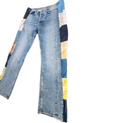 1960’s Style Patchwork Distressed Boho Hippie Jeans Button Fly 36.5″ Waist ZARA