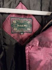 Vtg 90s Iridescent Patchwork Velvet Tapestry Full Zip Puffer Jacket Women’s XS