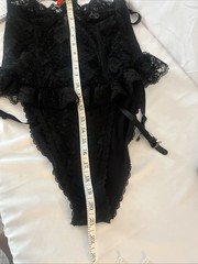 VTG 90’s Shirley Of Hollywood Black Lace Teddiette Underwire Corset&Garter S-L