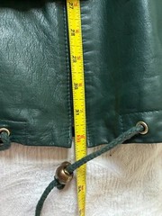 Jacqueline Ferrar Forest Green Leather Parka Coat Women’s Large Coyote Fur Hood