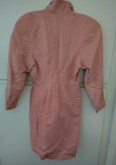 Vtg 80s Michael Hoban North Beach Leather Dress Pink Structured As Is Size M