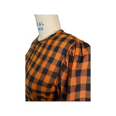 Vintage Sz 8 Prairie style Blouse Liz Claiborne black and orange check 80s 90s