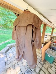 Old Vtg Brown Claybourn Oil Skin Cotton Horse Riding Coat Jacket Sz 76 Australia