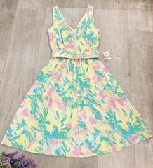 Vintage 80s St Michael Pink Floral Cotton Dress NWT Cottagecore Tea Midi M