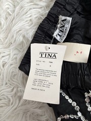 NWT VTG Tina Black Sequin Beaded Bubble Skirt Floral Applique Small 80s 90s