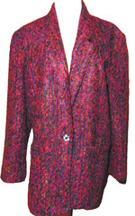 VINTAGE 80s Wool Blen Tweed Blazer Mohair Purple Blue,Red,Pink,Green Jacket~L/XL
