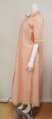 Vintage Odette Barsa Pink Nylon Lace Peignoir Set SMALL New Old Stock Tags Fancy