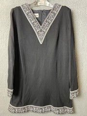 Vintage Alfred Shaheen Shift Dress M Black & White Trim 60s Mod Style VTG