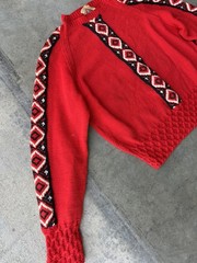 Vintage 60s-70s L’Alpina Milano hand-made red wool sweater Women Size M Italy