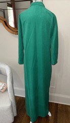 Vintage Evelyn Pearson Green Velour House Coat Zip & Tie Close Mad Men Retro 70s