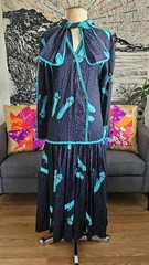 1980’s Jeanne Marc Vintage Flap Over Front Charleston Waist Dress Size 4-6