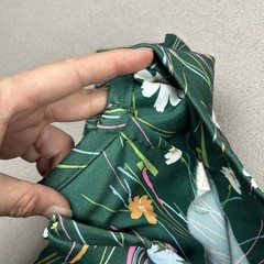Vtg 70’s Women’s Shift Dress Green Retro Floral Print Polyester 32” W 40” L