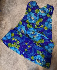 Vintage Sears Hawaiian Fashions Tropical Floral Barkcloth Long Maxi Dress Sz 10