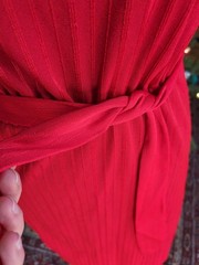 VTG 70s 80s Striped Short Sleeve Dress, Sash Belt Women’s S/M, Red