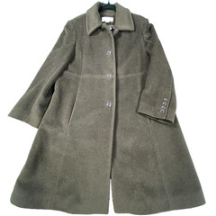 Albert Nipon Coat Womens 14 Brown 100% Wool Long Overcoat Classic Full Length
