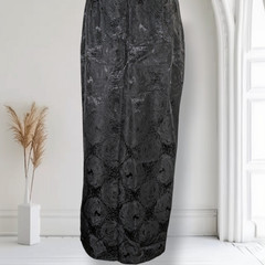 Vintage 1960s Black Floral Jacquard Evening Gown Maxi Dress Wiggle Formal 6