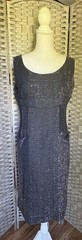 Vintage 50s/60s Black Black Gold Sheath Dress With Pockets Size 15