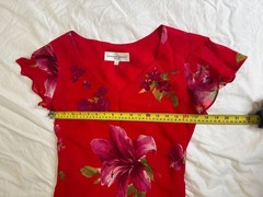 Donna Ricco Floral Chiffon Dress 8 Pink Red Lily Hanky Hem Wedding Guest Y2K