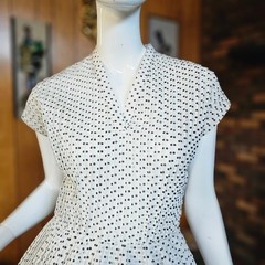 Vintage 50s L’Aiglon Polka Dot Circle Skirt Shirtwaist Rockabilly Day Dress S/M