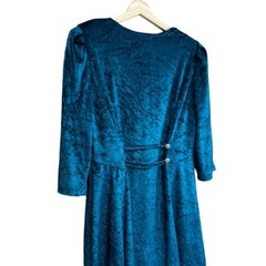 VTG 90s Tabby of California Velvet Emerald Green Long Sleeve Mini Dress Size 16P