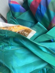 1950’s VTG TURQUOISE SATIN HARRY KEISER SZ XS-S 30” Breast DRESS T-Length USA