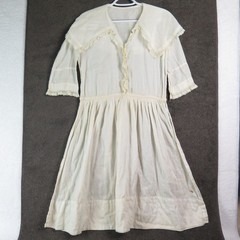Antique 1920’s era Dress Woman Girl Cream Lght Cotton Muslim Waist 36″ Chest 40″