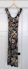 Vintage 90’s All That Jazz Floral Maxi Dress Rayon Criss Cross Back Size 11/12