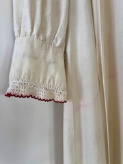 VTG 70s Lace Bib Crochet Trim Cotton Prairie Maxi Dress XS/S Cottagecore