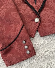 Vintage Pioneer Wear Burgundy Brocade Western Blazer 10/XL USA Made Cotton/Poly