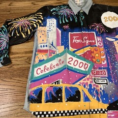 VTG Y2K Kolorway Upcycled Hand Painted New York City NYC 2000 Shirt NYE Denim