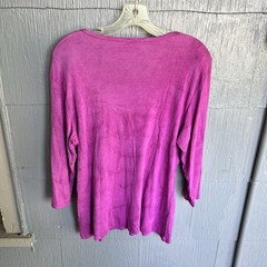 Vintage Y2K Glima Top Women’s XL Pink Tie Dye Floral Crochet 3/4 Sleeve Cotton