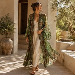 RARE Vintage URU Kristine St. Rrik Silk Burnout Devoré Wearable Art Duster OS