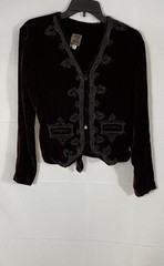 Zelda Women’s Brown Velvet Embroidered Beaded Jacket Vintage Y2K Sz S