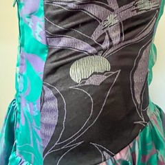 Vintage STUDIBAKER HAWK hand screen printed dress – aqua/blue – size 10 – c1980s