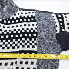 Vintage Oversized Geometric Sweater M Black White Checkered Organically Grown