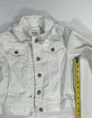 Mudd Jeans Denim Jacket Girls Size 14 White Distressed Front Pockets Button Up