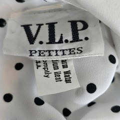 Vintage VLP Petites Polka Dot Dress White Black Belted ILGWU Made in USA Size 14