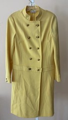 Vtg. 60’s Butte Knit Butter Yellow Wool Double Knit Coat Dress M/L Gold Buttons