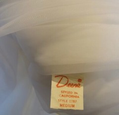lINGERIE VINTAGE WHITE SHEER DEENA LOUNGE COAT NIGHTY COVER 100% NYLON neocurio