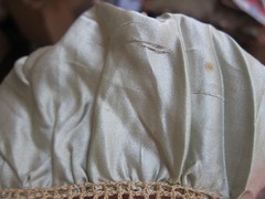 Antique Edwardian Blue Silk and Crochet Hand Made Nightcap/Hair bonnet