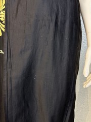 Vintage 1960’s Black Embroidered Silk Robe Housecoat Yellow Floral Vietnam